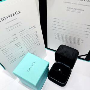 TIFFANY&Co. ティファニー【売り切り！】天然ダイヤモンド 0.30ct Pt950 プラチナ 約8号 保証書・箱付 結婚指輪 リング ブランドジュエリー