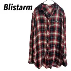 【Blistarm】チェックシャツ　スキッパー　長袖　カジュアル　L