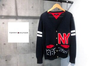 TOMMY トミー NY 1985 レタード ワッペン ニット カーディガンM/カレッジカーディガン/ネイビー/メンズ/TOMMY HILFIGERトミー ヒルフィガー