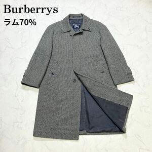 1円〜 【ラム70％】 Burberrys バーバリー チェスターコート メンズ ウールコート ステンカラー バーバリーズ グレー 千鳥格子 207