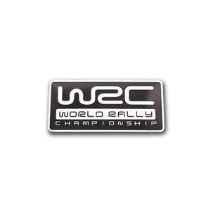 【ゆうパケット送料込】WRC エンブレムプレート 黒角 縦3.9cm×横8.0cm SUBARU スバル STI アルミ製