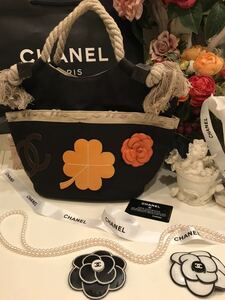 高級本物正規品美品シャネルCHANEL ココマーク＆クローバー&カメリア柄ロープショルダーハンドバッグトートバッグCCロゴマトラッセカンボン