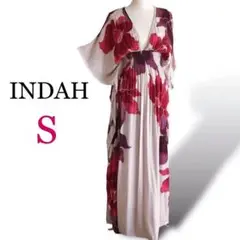 INDAH⭐️インダー 花柄 リゾート ロング ワンピース Sサイズ ピンク