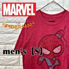 C162【MARVEL】プリントTシャツ【メンズS】杢レッド