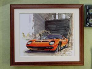 BOWイラスト額■ランボルギーニミウラ■LamborghiniMiura/279.