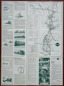 アメリカ　イリノイセントラル鉄道営業案内 1枚　ILLINOIS CENTRAL 1939年　　：シカゴ～路線図・北米鉄道事業・歴史・蒸気機関車