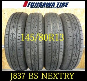 【J837】R8009274 送料無料◆2022年製造 約8部山◆BS NEXTRY◆145/80R13◆4本