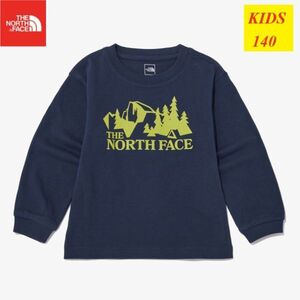 THE NORTH FACE ノースフェイス Tシャツ 長袖 綿100％ メンズ レディース キッズ 子供服 新作 海外限定 ネイビー/140 K5434