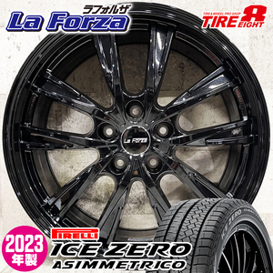 2023年製 即納 スタッドレスホイールセット 225/55R18 ピレリ アイスゼロ 特注 La Forza 18×7.5J+48 5/114.3 黒 ZR-V フォレスター