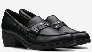 送料無料 Clarks 25cm ヒール ローファー フラット ブラック レザー ローファー スリッポン スニーカー パンプス ブーツ RRR219