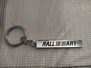 【ゆうパケット送料込】RALLIART(ラリーアート)　金属製キーホルダー　メッキシルバー　①　三菱