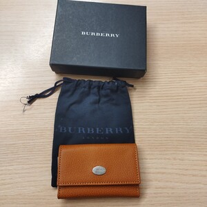 NA★1円〜保管品 BURBERRY バーバリー レザー 6連 キーケース 鍵入れ メンズ レディース ブラウン系 カードケース 箱付き