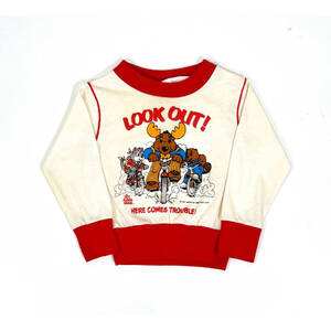 USA製1984 THE GET ALONG GANG L/S Tee 2T White×Red 80sヴィンテージ キッズ長袖Tシャツ わんぱくギャング大作戦 ゲットアローンギャング