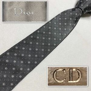 ■美品■希少近年モデル■Dior HOMME ディオールオム　ナロータイ　ネクタイ　ドット　結晶　総柄　シルク100% イタリア製　グレー