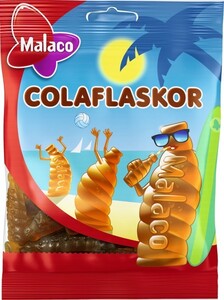 Malaco マラコ ColaFlaskor コーラボトル型コーラ味グミ4袋 x 80g スウェーデンのお菓子です