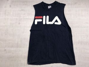 USA製 フィラ FILA オールド アメカジ ストリート スポーツ 90s 古着 ノースリーブ タンクトップ メンズ ロゴプリント M 紺