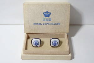 ROYAL COPENHAGEN ロイヤルコペンハーゲン カフス 箱あり 王冠 ホワイト×シルバー 925s カフスボタン 銀 王冠 