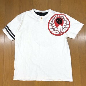 新品 CROPPED HEADS クロップドヘッズ 纏柄 家紋 Tシャツ XL 白 半袖 ヘンリーネック 和柄 アメカジ 特大 大きいサイズ 2L LL 未使用 紳士