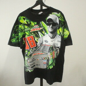 G425 2000年代製 CHASE 半袖プリントTシャツ■00s 表記XLサイズ 黒 ブラック レーシング デイルJr NASCAR マウンテンデュー 古着卸 希少 