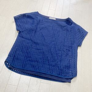 3948☆ UNITED ARROWS GREEN LABEL RELAXING トップス 半袖ブラウス カジュアル レディース ネイビー