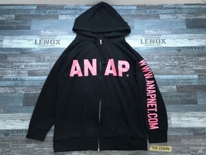 ANAP アナップ レディース ネオンロゴプリント ジップパーカー F 黒