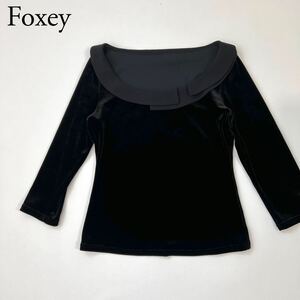 美品 Velour Noir by FOXEY NEWYORK ベロアノアールフォクシーニューヨーク ベロアブラウス トップス ストレッチベロア　Tシャツ　40