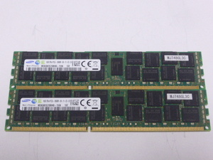 メモリ サーバーパソコン用 低電圧 1.35V Samsung PC3L-10600R(DDR3L-1333R) ECC Registered 16GBx2枚 合計32GB 起動確認済みです