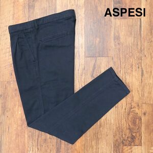 秋冬/ASPESI/52サイズ/美脚チノ パンツ CP43 FUNZIONALE PINCES ストレッチ 製品染め加工 ツータック お洒落 新品/紺/ネイビー/ja120/