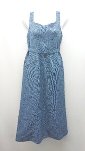 ◇ ◎ JILL STUART バックジップ 裏地 スリット 春夏物 ノースリーブ 膝丈 ワンピース サイズS ブルー レディース E