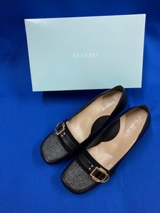 BENEBIS べネビス　本革オブリークベルトパンプス　24.5ｃｍ　BL　89882886