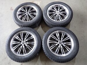 YS14626【送料無料225/55R18】デリカD:5 アウトランダーなどに ダンロップ 中古スタッドレス ★18×7J 114.3/5H ET38★1円スタート