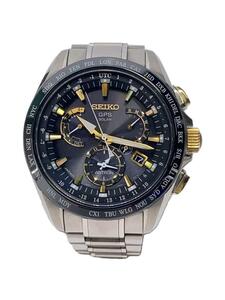 SEIKO◆8X53-0AB0-2/クォーツ腕時計/セラミックソーラー/アナログ/ステンレス/ブラック/シルバー