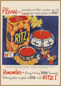 RITZ クラッカー ナビスコ レトロミニポスター B5サイズ 複製広告 ◆ リッツ お菓子 軽食 スナック USAD5-285