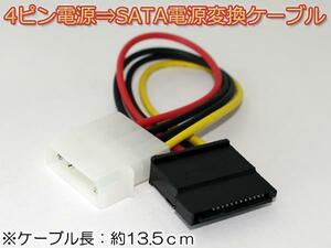 ペリフェラル4pin電源(オス)⇒15pin SATA電源(メス)変換ケーブル