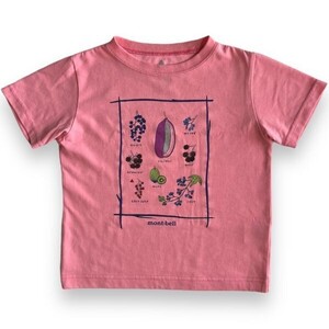 mont bell モンベル WIC Tシャツ 1114194 半袖 ウィックロン ポリエステル プリント 木の実 デザイン キッズ トップス 110 ピンク