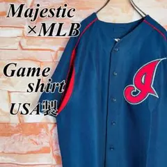 【USA製】マジェスティックmajestic MLBゲームシャツ　インディアンス