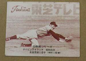 1975年 カルビー プロ野球カード 白熱戦シリーズ No.543「昭和36年春九州宮崎キャンプ」長島茂雄三塁手(巨人)