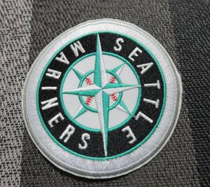 LR 白黒緑（円型）◆新品MLBシアトル・マリナーズSeattle Mariners野球ベースボール 刺繍ワッペン （パッチ）◆◎アメリカ　スポーツ◆