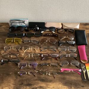 K1300）【ジャンク品】メガネ サングラス まとめ売り 眼鏡 老眼鏡 めがね ルーペ メガネケース メンズ レディース 中古品
