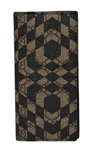 グッチ 長財布 GGカレイド 財布 二つ折り 108822 プリント ベージュ ブラック 黒 GUCCI 【中古】