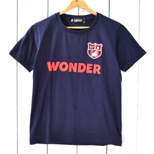 3TJ067】1円～ BEAMS ワンダフルデザインワークス コットン100％ プリント Tシャツ 半袖 カットソー S ダークネイビーベース 春夏対応