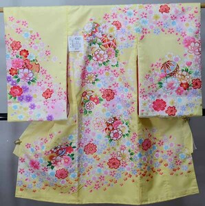 お宮参り 産着 女児 合繊 豪華絢爛 のしめ 金刺繍 綸子地 黄色 一つ身 祝着 女の子 初着 掛け着 新品（株）安田屋 NO40481