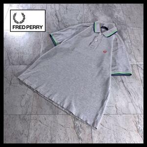 FRED PERRY ティップライン 鹿の子 ポロシャツ グレー L 日本製
