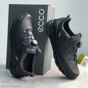 最安★ゴルフスニーカー メンズ ブラック 快適 レザー ecco デンマーク