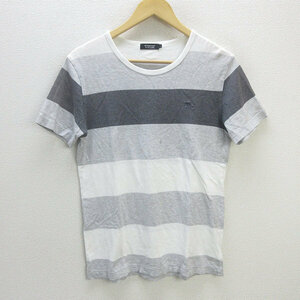 G■バーバリー/Burberry Blacklabel ボーダーTシャツ/コットン【2】灰系/men