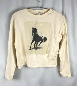 ZARA　キッズ　長袖ロングTシャツ　馬プリントロンＴ　クリーム　サイズ152　JTB-326