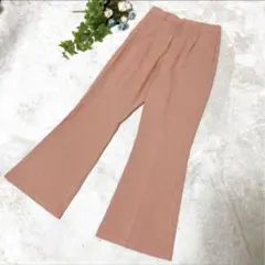 【2PINK】カジュアルパンツ(M)オレンジ ブーツカット チェック 薄手 春夏