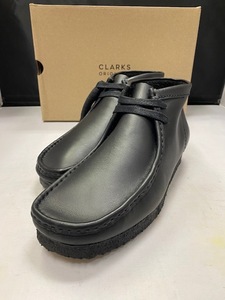 【訳あり新品】Clarks Wallabe Boot Black Leather 26155512 UK8.5 26.5cm クラークス ワラビーブーツ ブラックレザー 