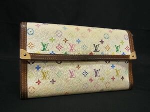 1円 LOUIS VUITTON ヴィトン M92659 モノグラムマルチカラー ポルトトレゾール インターナショナル 三つ折り 長財布 アイボリー系 CC2694