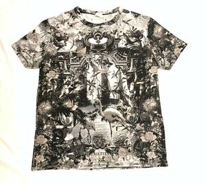 Jean Paul GAULTIER ジャンポール　ゴルチェ　ゴルチエ 　パラダイス 　楽園　エデン　フラミンゴ　モノトーン　Tシャツ　総柄